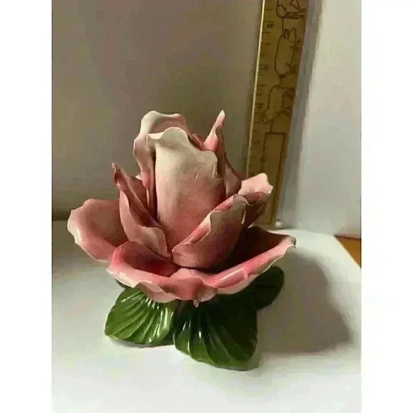 Vintage Italian Capodimonte Porcelain Pink Rose - Picture 2 of 8